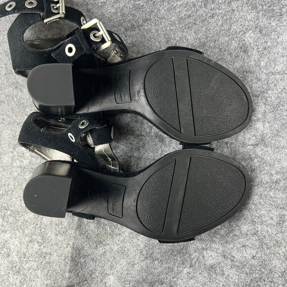 SAM EDELMAN Enya Ankle Strap Sandal Grommet Black Suede Leather Size 7 - Picture 4 of 7